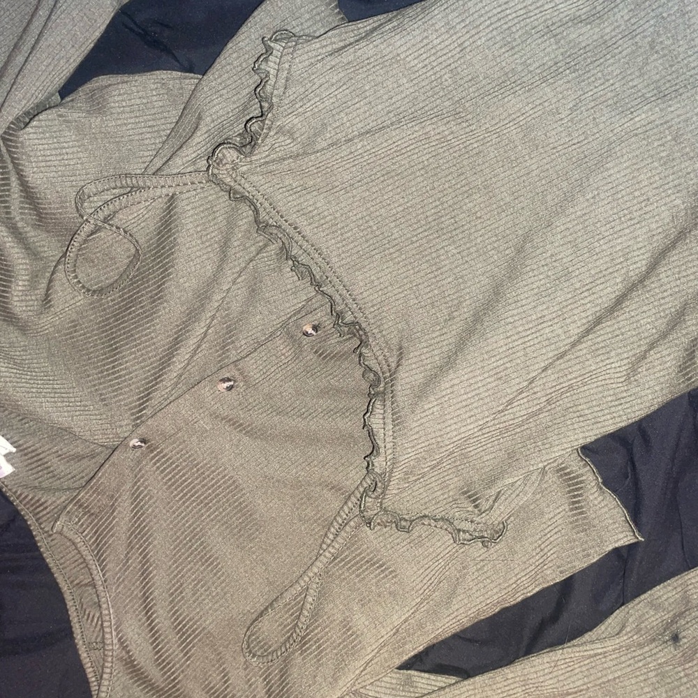 & Other Stories Olive Green Ribbed Top
